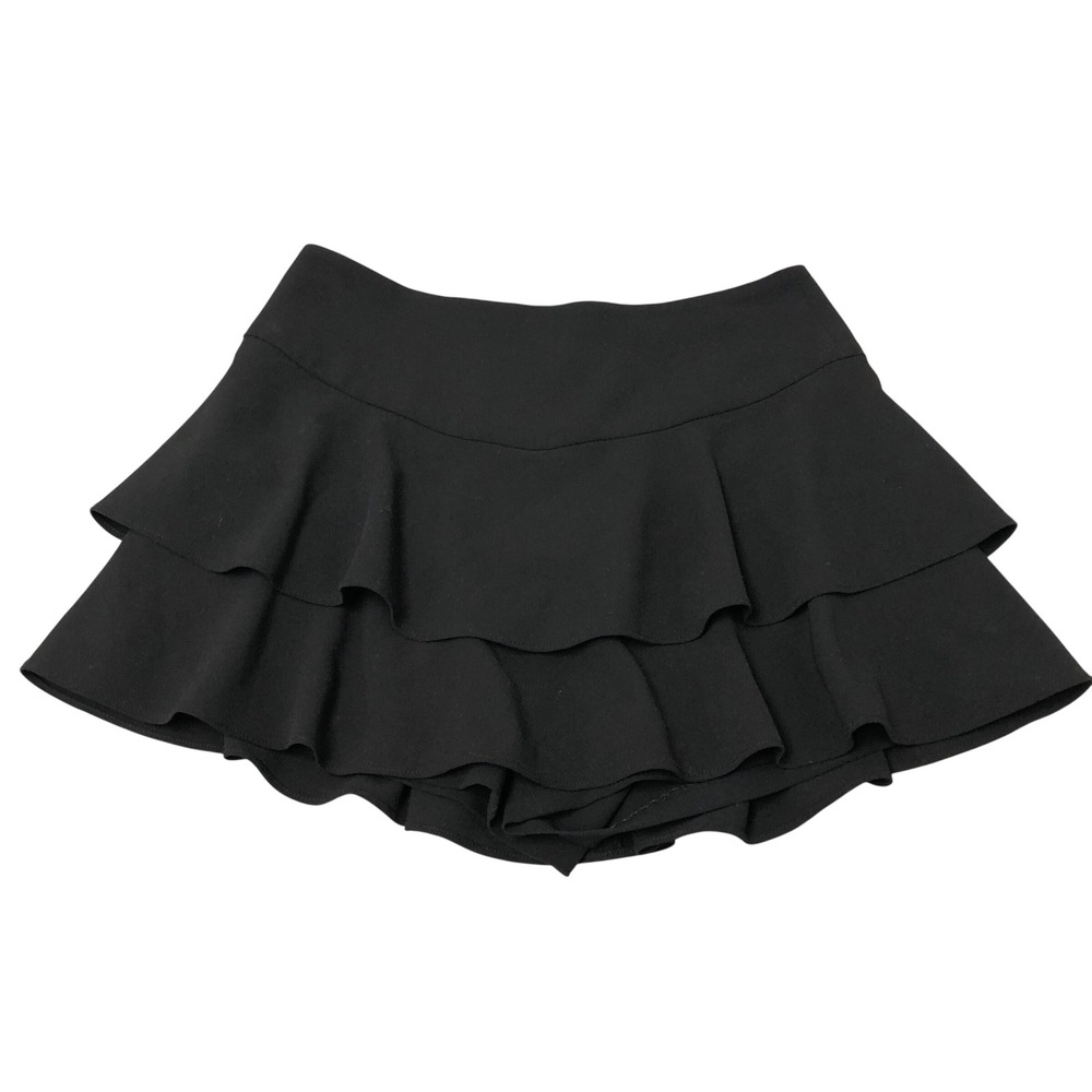 Alice + Olivia Black Tiered Ruffle Skort